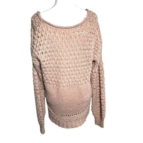 FREE PEOPLE Women's Small Crashing Waves Pullover Sweater Wool Dusty Rose‎ Mauve - Picture 3 of 8